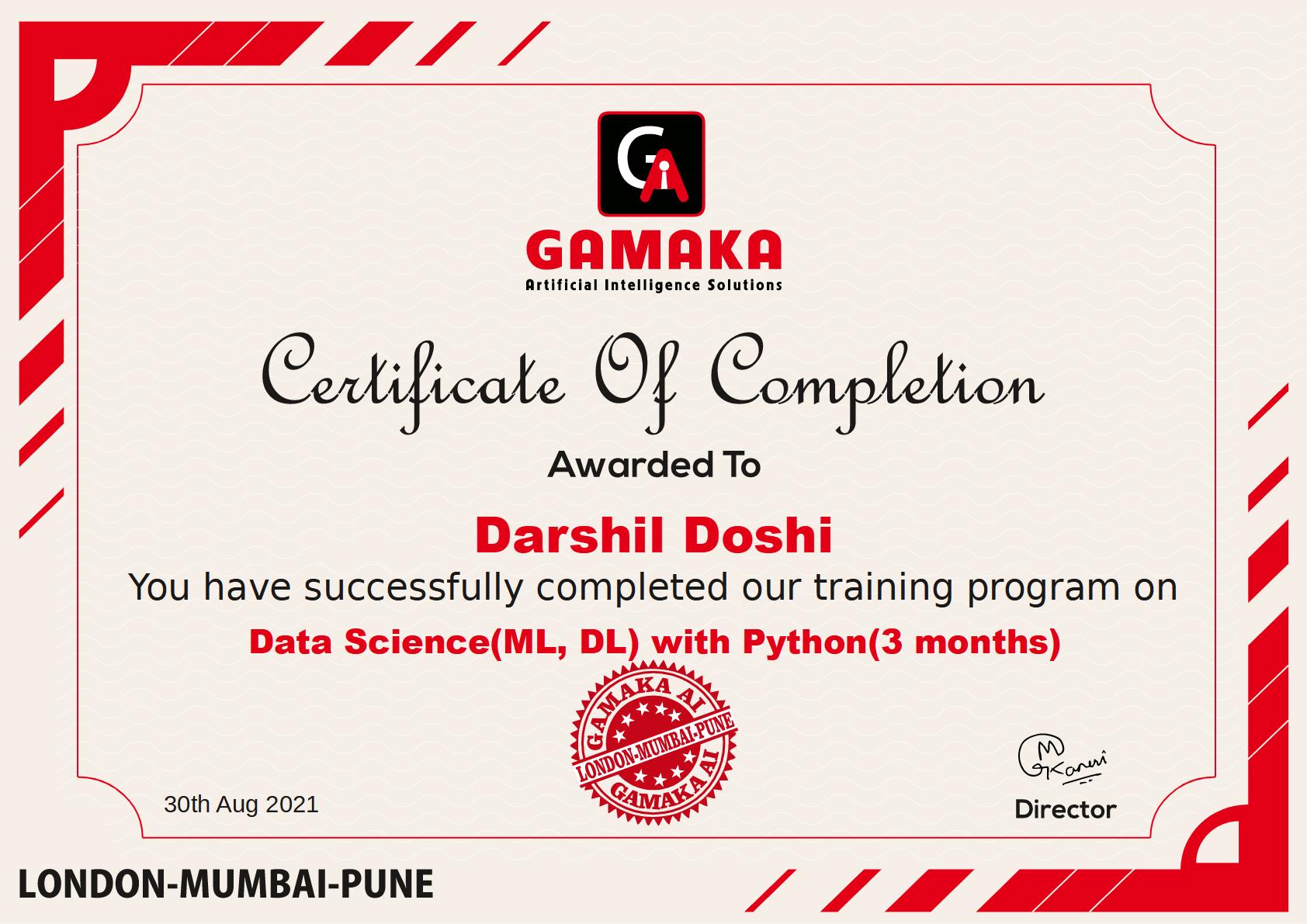 gamaka ai - best data science course in pune